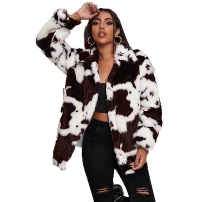 CHARLOTTE | Cow Print Effect Synthetic coat
