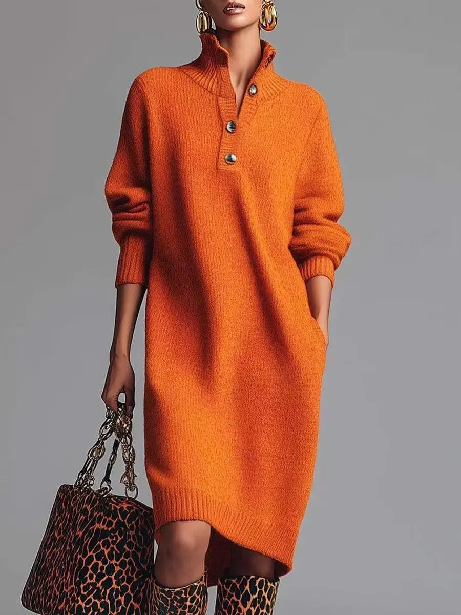Chic Button-Up Knit Dress