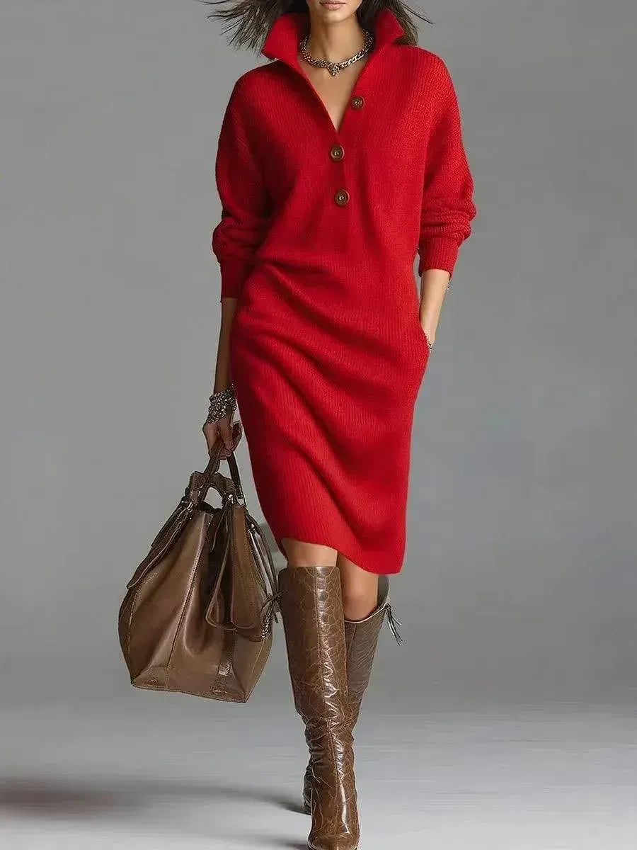 Chic Button-Up Knit Dress