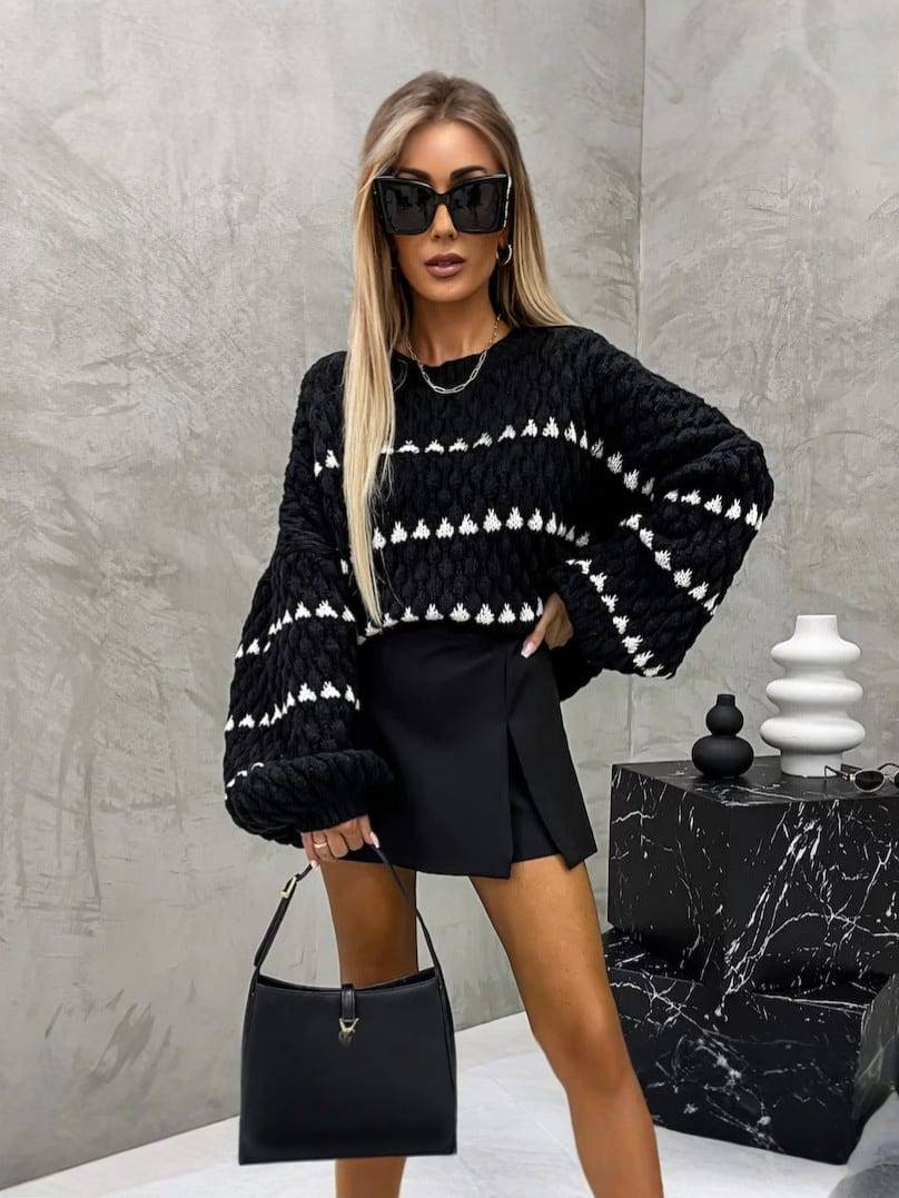 ELORA | Stylish & Cozy Oversized Polka Dot Sweater