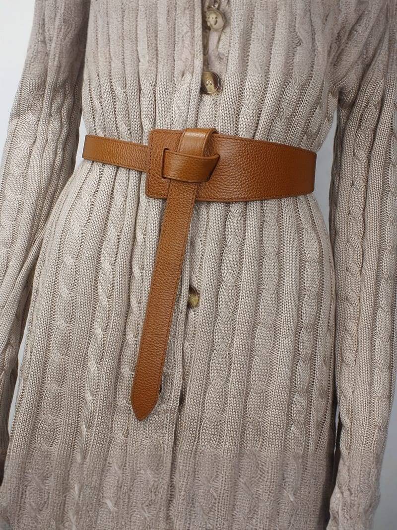 Haut authentique en cuir à double nœud