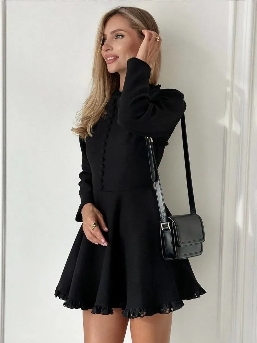 Black Round Neck Short Dress – Your Chic Party Essential for Any Occasion