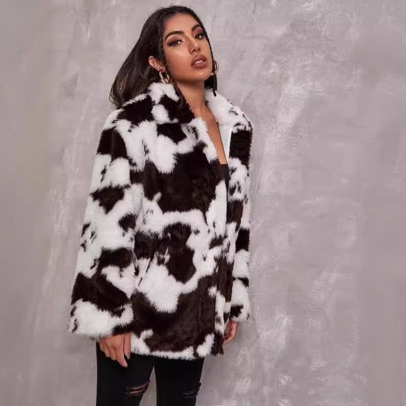 CHARLOTTE | Cow Print Effect Synthetic coat