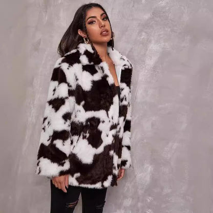 CHARLOTTE | Cow Print Effect Synthetic coat