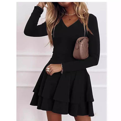 Ruffled Short Flared Dress