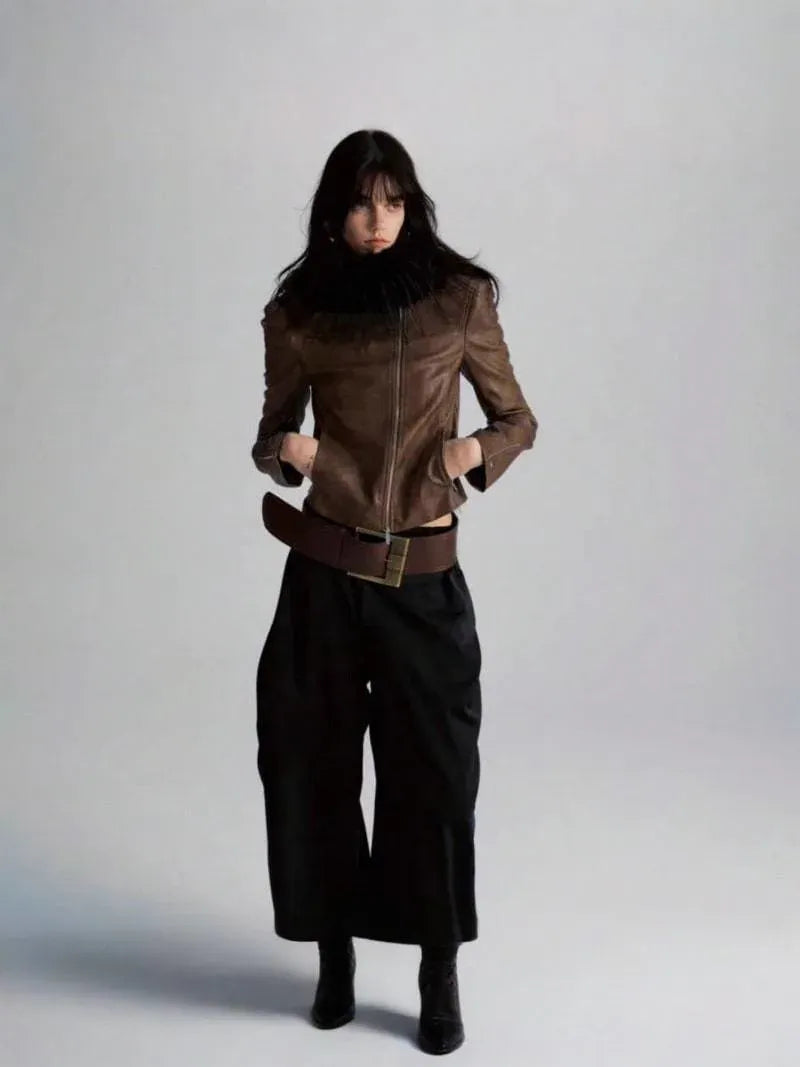 Vintage PU Leather Belt - 7.5 cm Wide with Metal Buckle