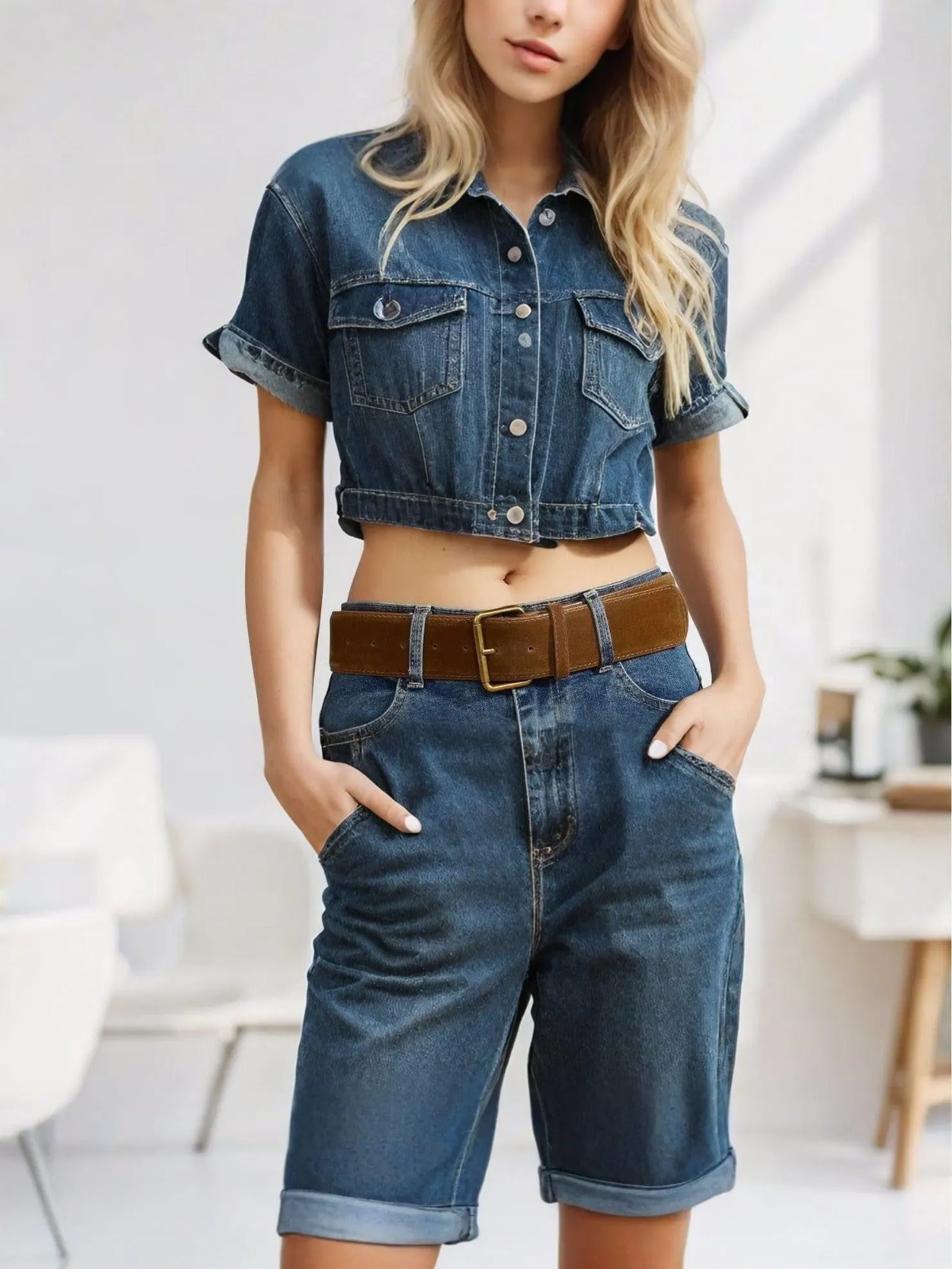 PU Leather Belt with Metal Buckle