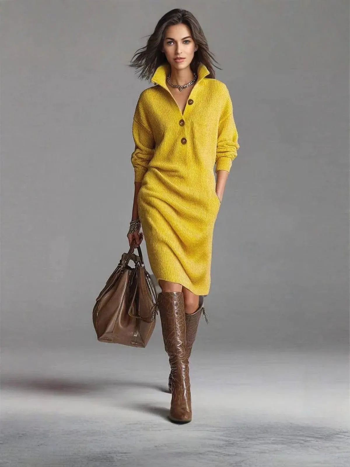 Chic Button-Up Knit Dress