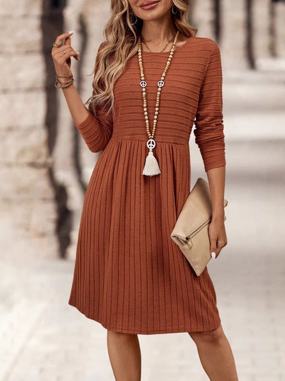 ÉLIANNE | Long-Sleeve Mid-Length Patchwork Dress