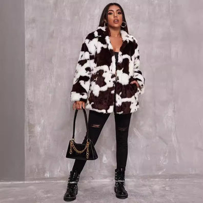 CHARLOTTE | Cow Print Effect Synthetic coat