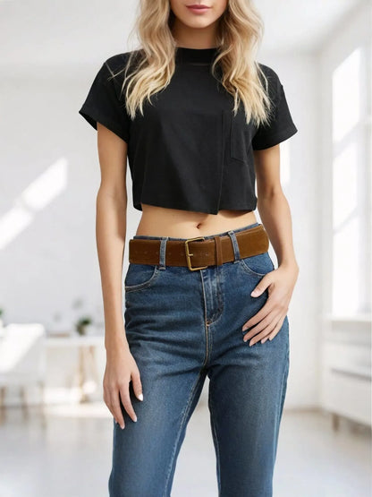 PU Leather Belt with Metal Buckle