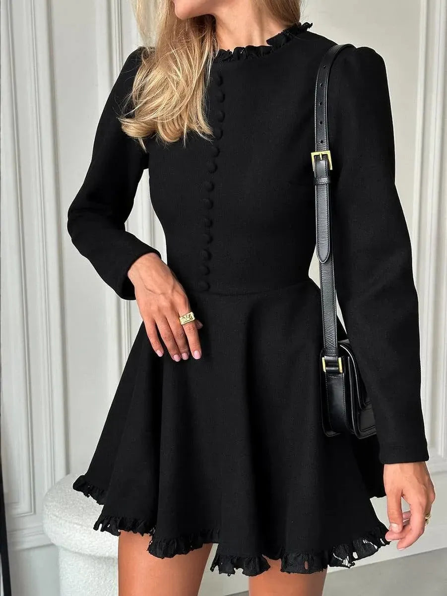 Black Round Neck Short Dress – Your Chic Party Essential for Any Occasion