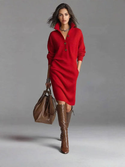 Chic Button-Up Knit Dress