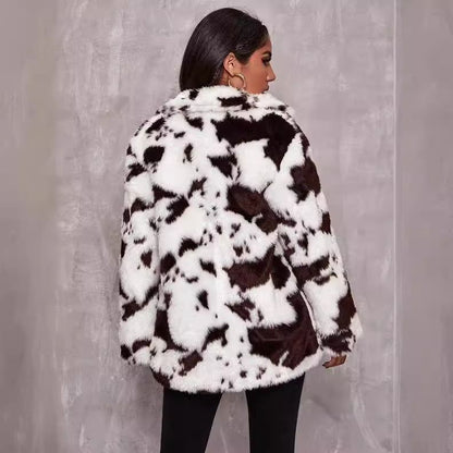 CHARLOTTE | Cow Print Effect Synthetic coat