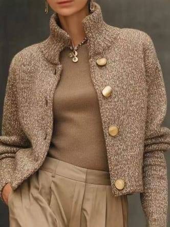 MARA | High-Collar Buttoned Short Cardigan