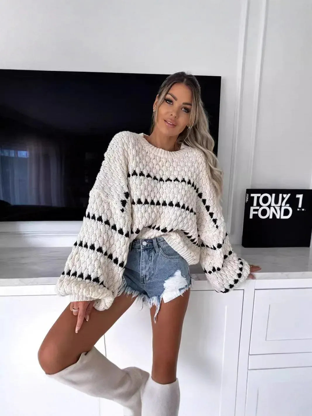 Stylish & Cozy Oversized Polka Dot Sweater