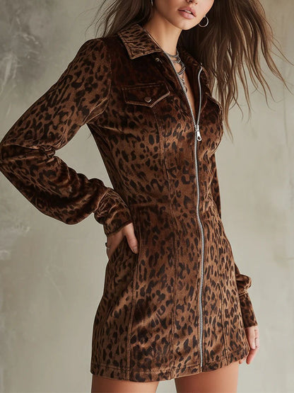 Leopard Print Velvet Dress