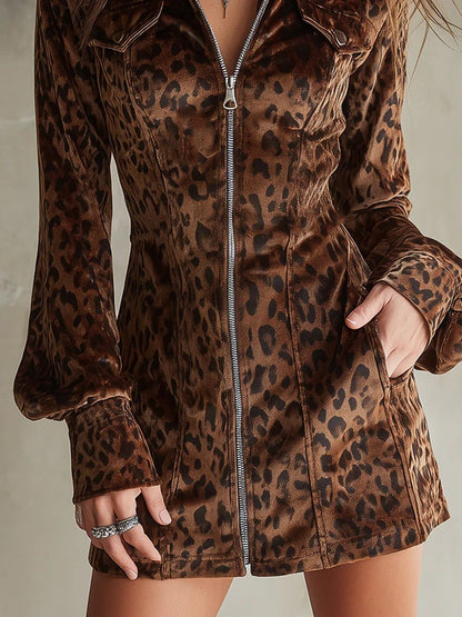 Leopard Print Velvet Dress