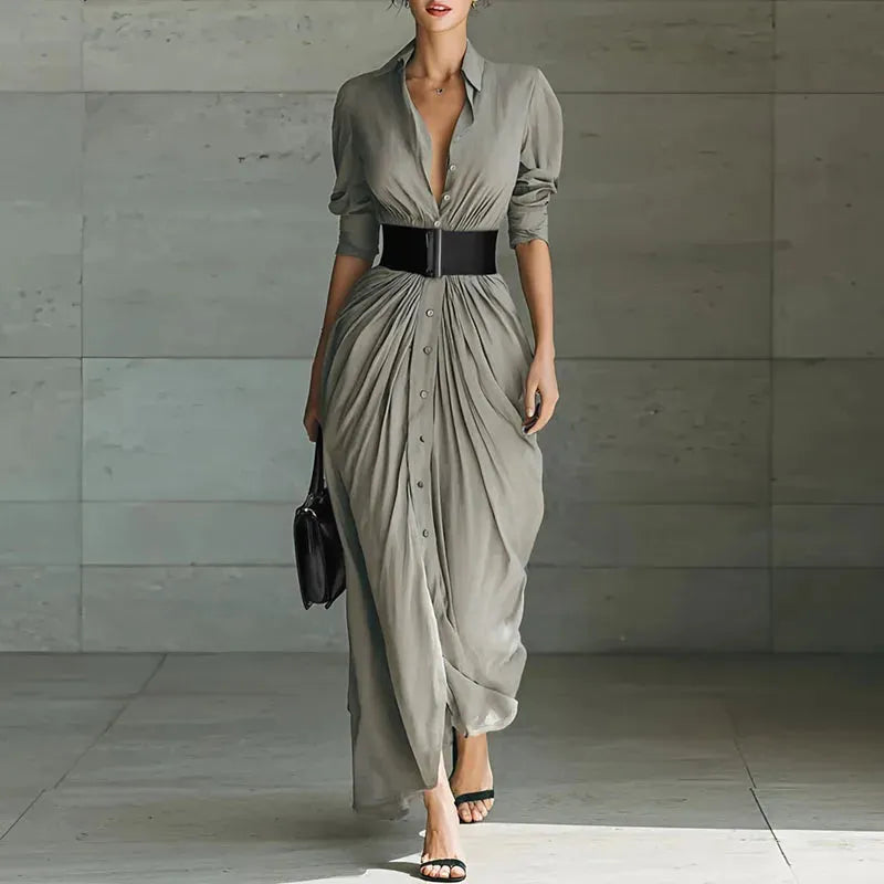 Belted Long Shirt Dress