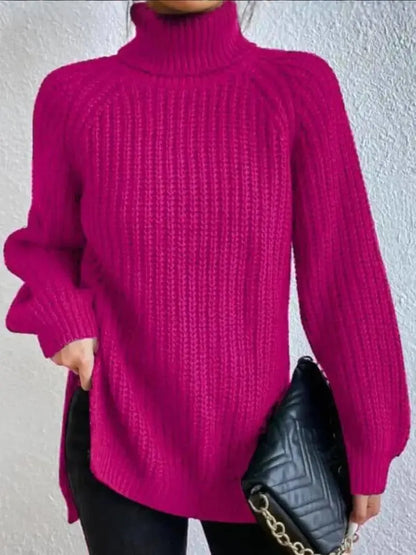 Cozy Long Knit Turtleneck Sweater