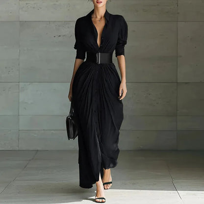 Belted Long Shirt Dress