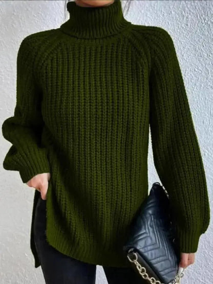 Cozy Long Knit Turtleneck Sweater