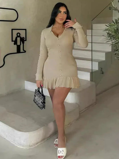 JESSICA | Elegant Black Dress with High Collar and High Waist