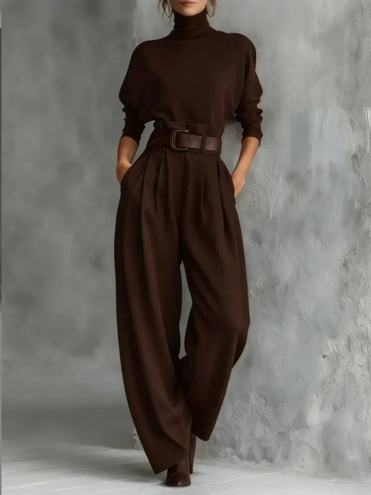 Turtleneck Sweater and Straight-Leg Pants Set