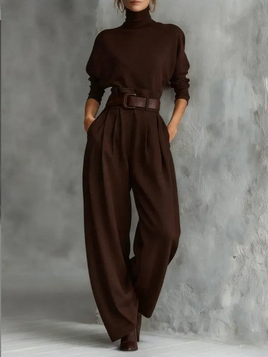 Turtleneck Sweater and Straight-Leg Pants Set
