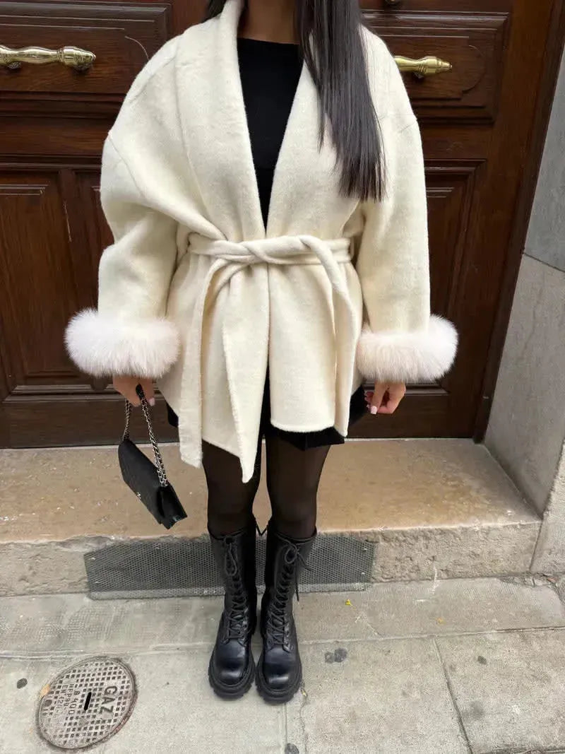 Chic Coat with Faux Fur Accents