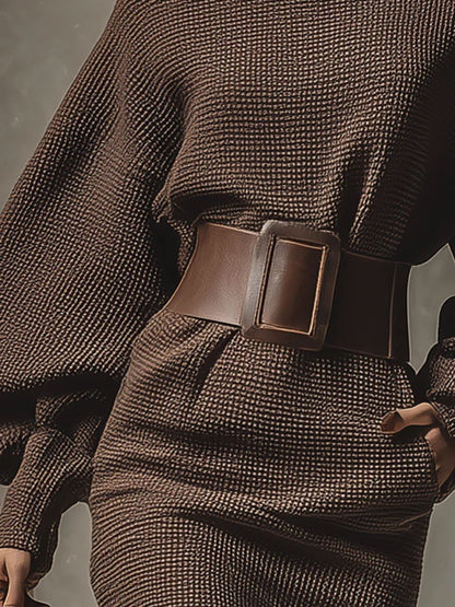 Knit Dress with Structured Belt