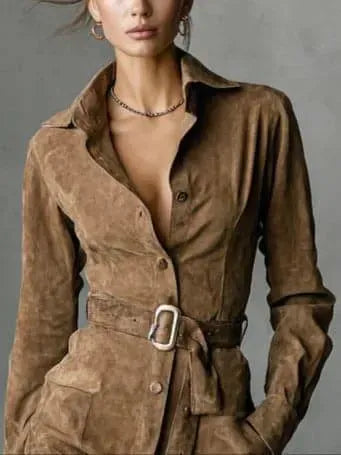 Wrap Dress in Soft Faux Suede