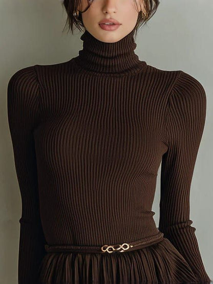 Chic Brown Textured Bodycon Mini Dress