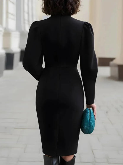 Chic Midi Dress with Zip – A Touch of Modern Elegance