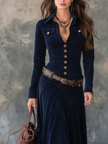 Milana | Suede Maxi Dress with Side Slit