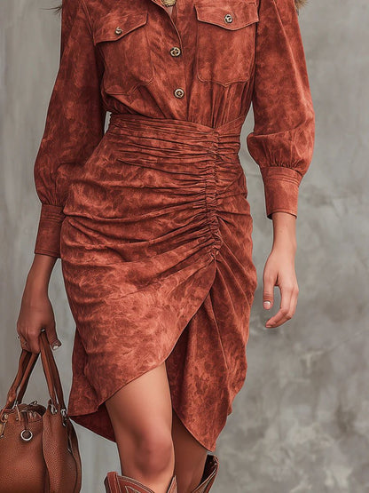 CAROLE | Vintage Pleated Suede Dress