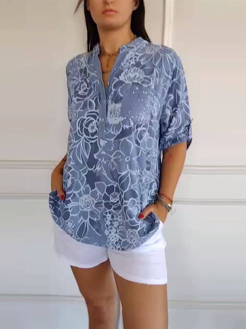 ROWELLA | Floral Print Flowing Blouse