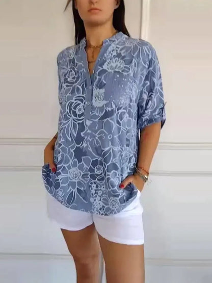 Floral Print Flowing Blouse