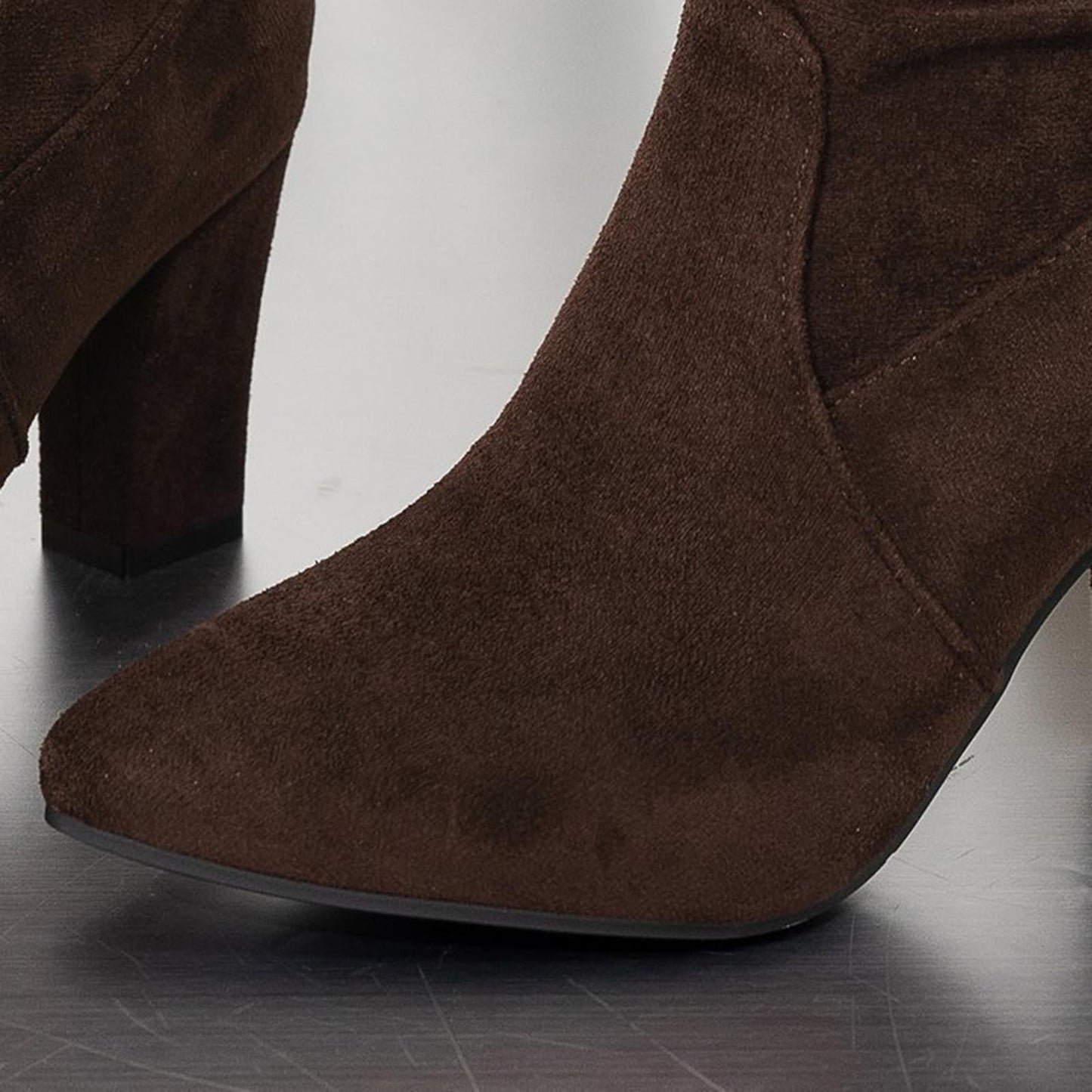 Chunky Heel Mid-Calf Faux Suede Boots