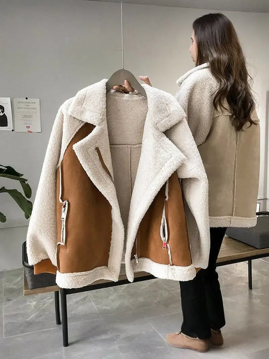 ELISA Women's Shearling Aviator Jacket