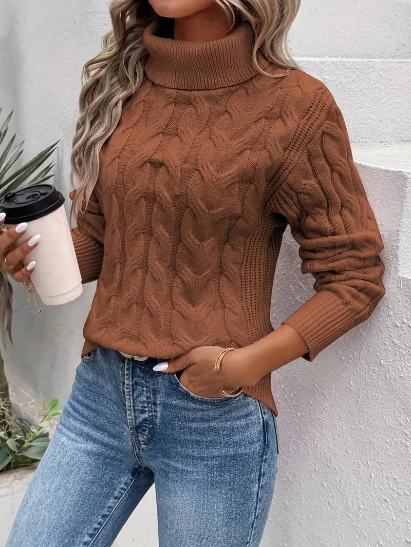 VICKY | Twisted Knit Turtleneck Sweater