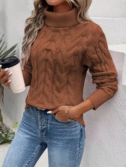 VICKY | Twisted Knit Turtleneck Sweater