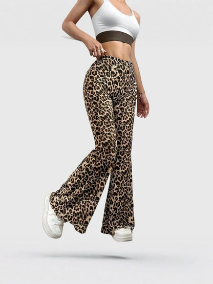 Leopard Print Flared Pants