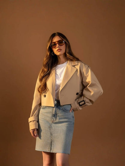 CAROLE | Chic Modern Short Trench Coat