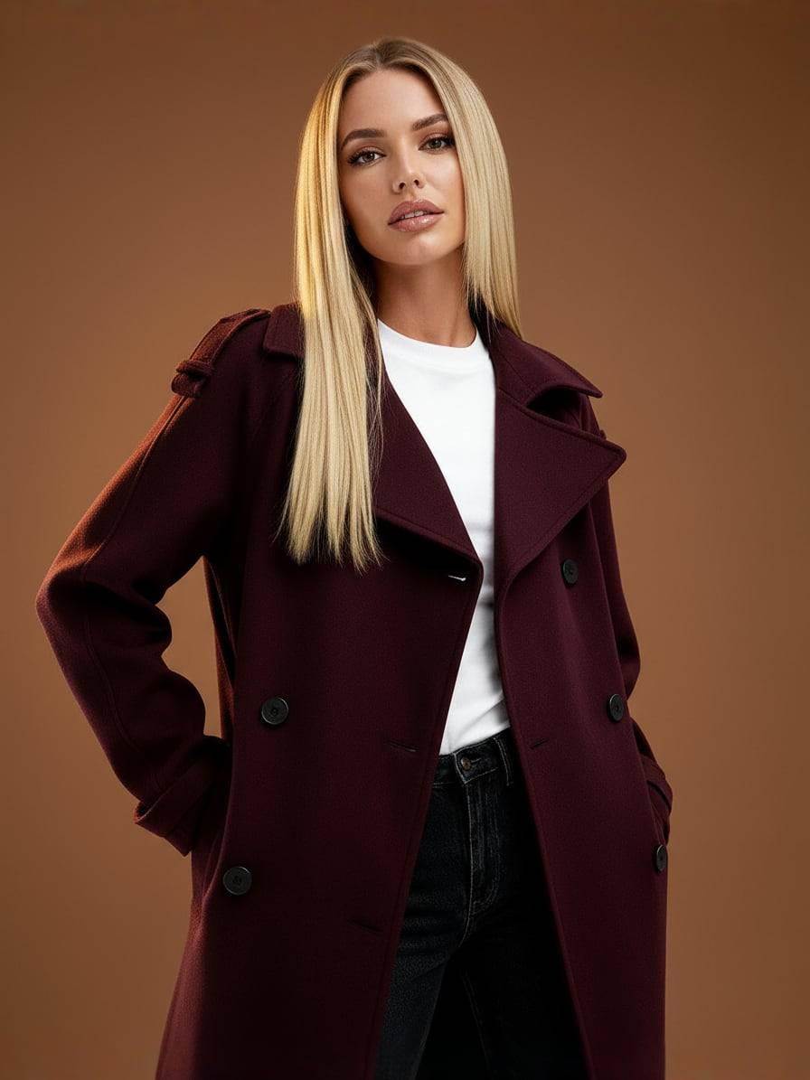 DOTTY | Classic Bordeaux Trench Coat