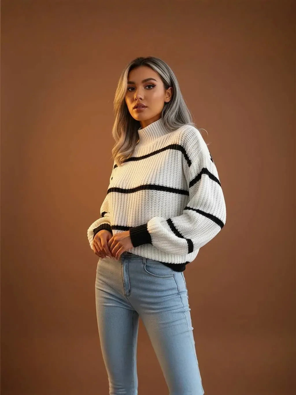 Comfortable Striped Women's Sweater