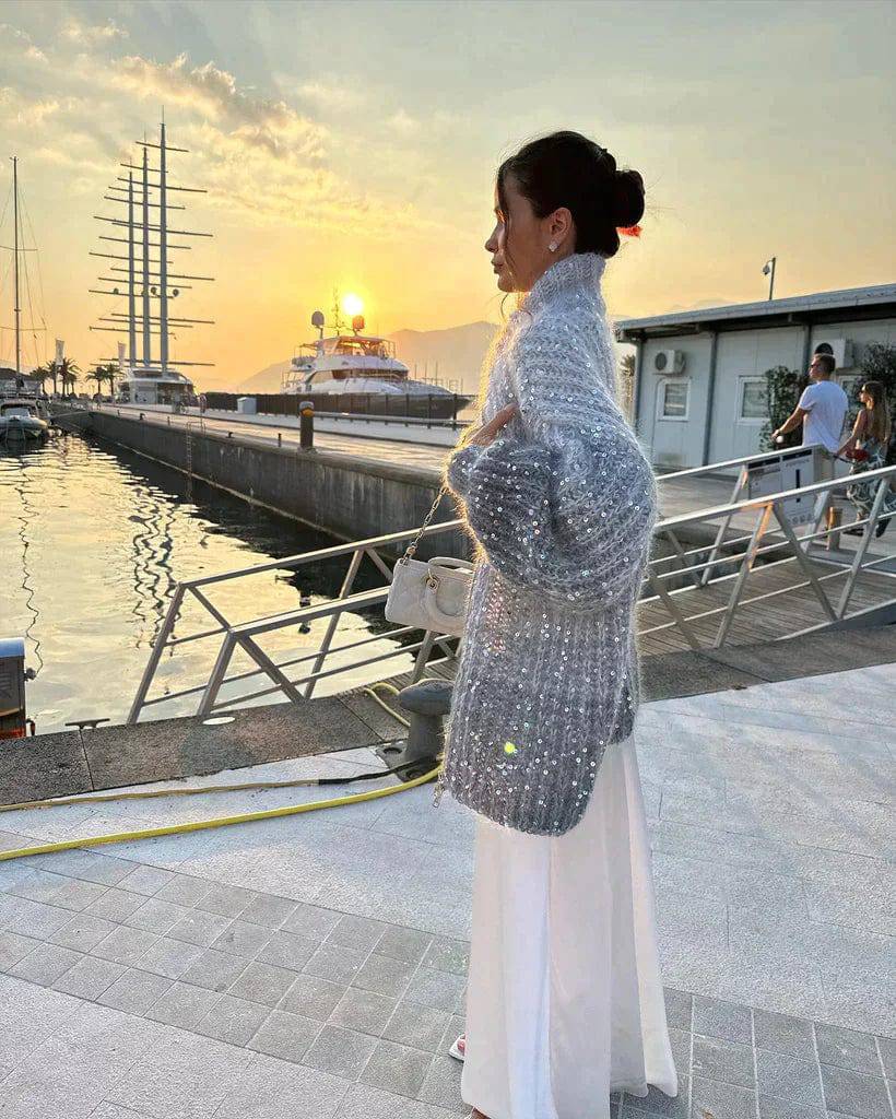 ZOÉ | Sequined Zip-Up Cardigan