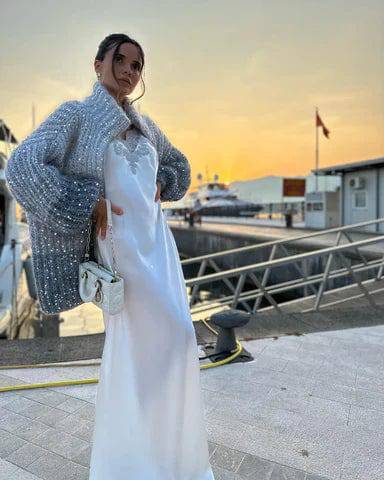 ZOÉ | Sequined Zip-Up Cardigan