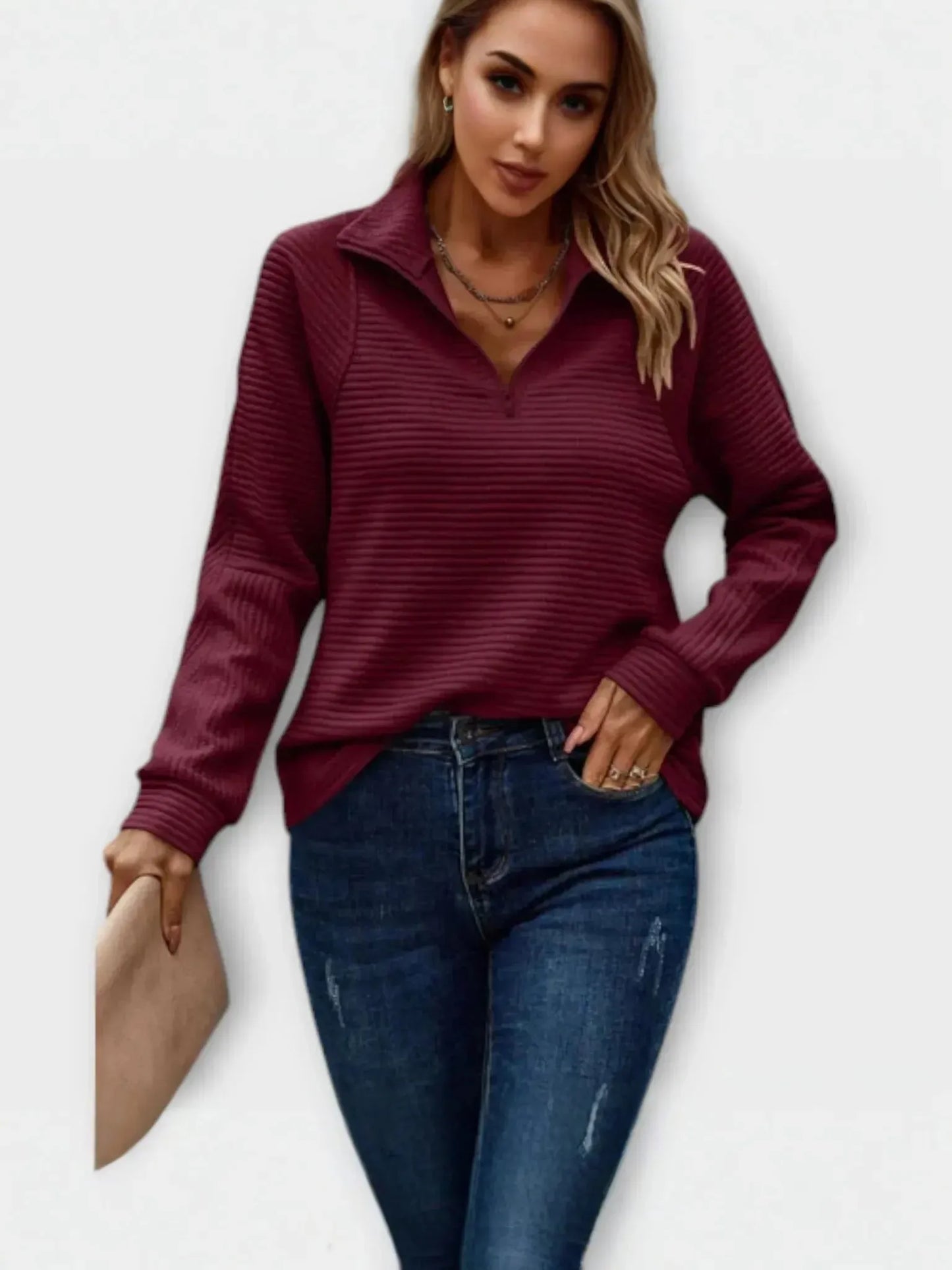 MIRÉA | Half-Zip Sweater" can be rewritten as: 

"MIRÉA | Stylish Half-Zip Sweater