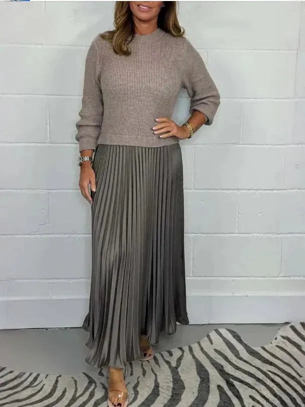 Chic Collared Pleated Dress for Women